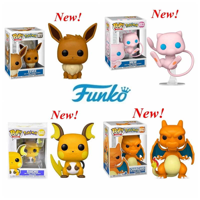 Новинка, Funko POP серия Пикачу Eevee #577 #643 Raichu 645 MEW #843, Charizard, виниловые куклы, экшн-фигурка, ПВХ Модель, игрушка для детей, подарок