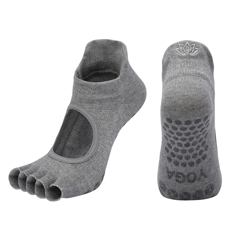 

Women Silicone Anti-slip With Fingers Toe Ballet Dance Sports Socks Summer Cotton White Pilates Short Ankle Low Cut Floor Socks