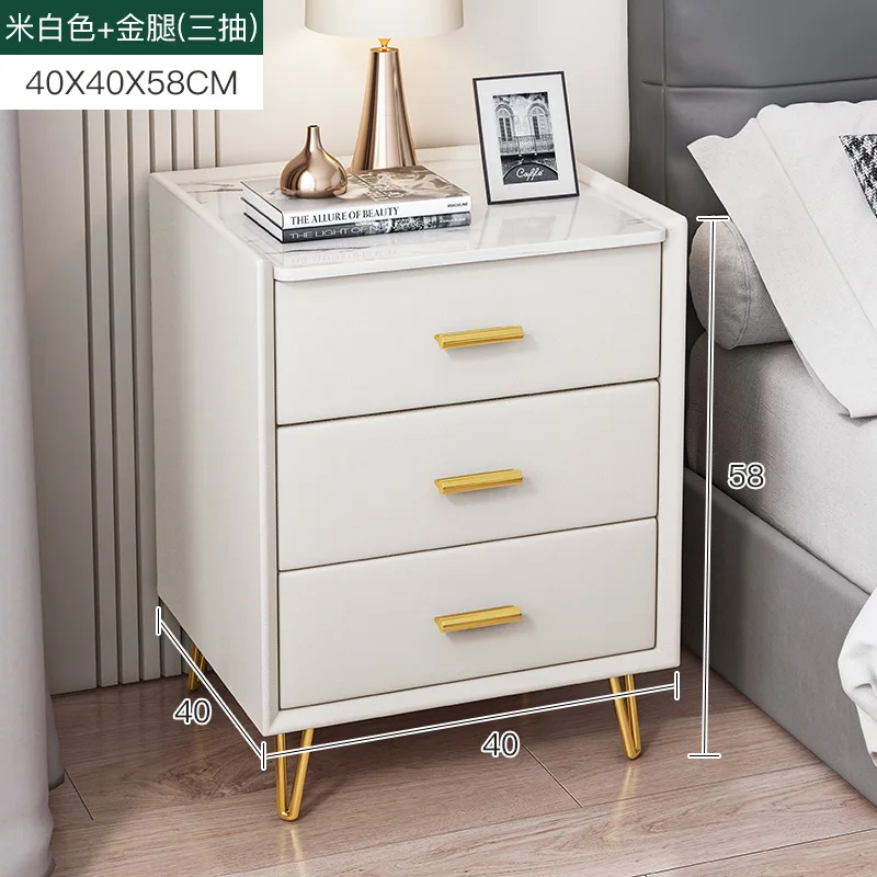 

Роскошный кожаный прикроватный столик светильник, простой в современном минималистическом стиле, маленький комод для спальни, итальянский...