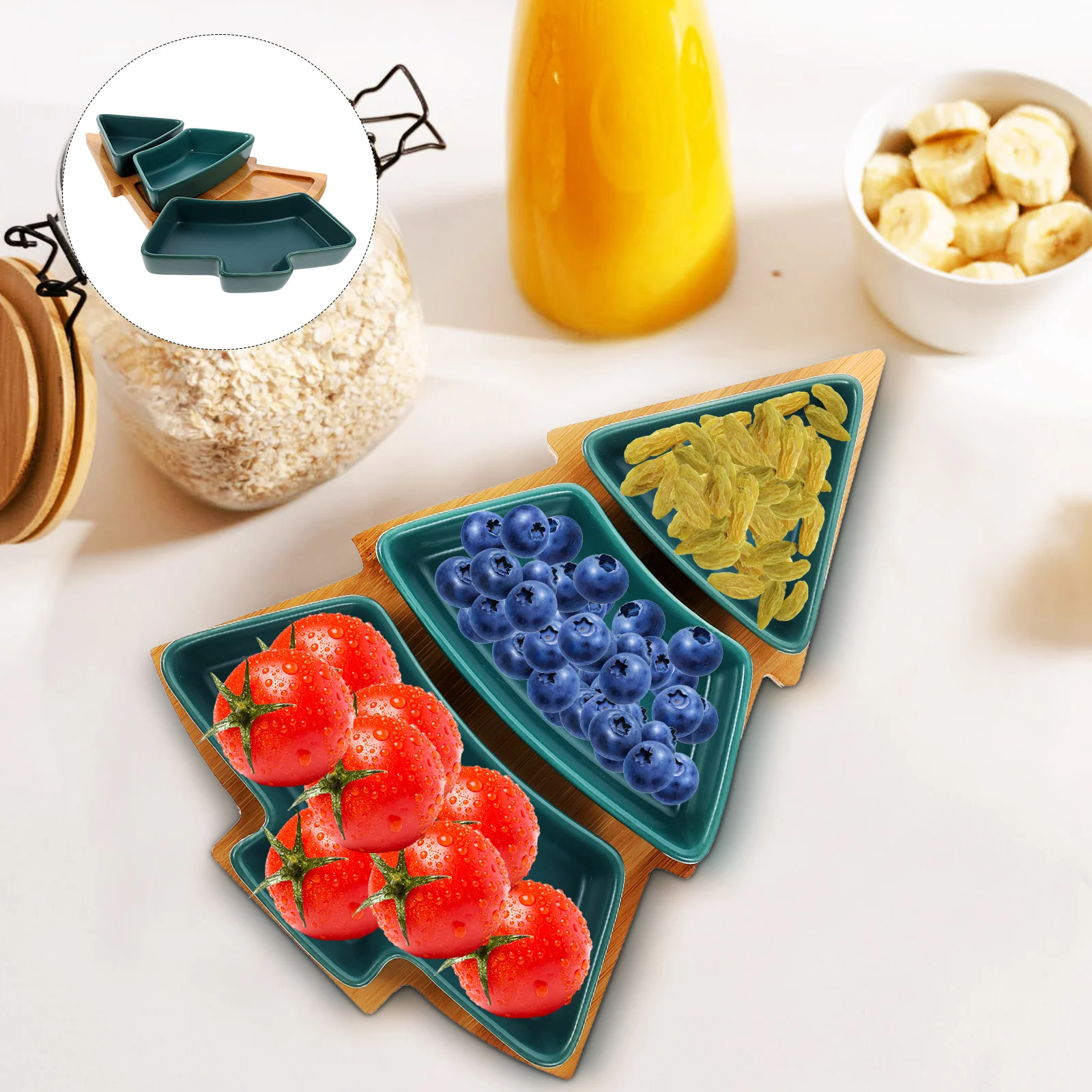 

Tray Serving Christmas Platter Snack Tree Dish Plate Fruit Candy Ceramic Appetizersalad Trays Compartmentporcelainbowl Cookie