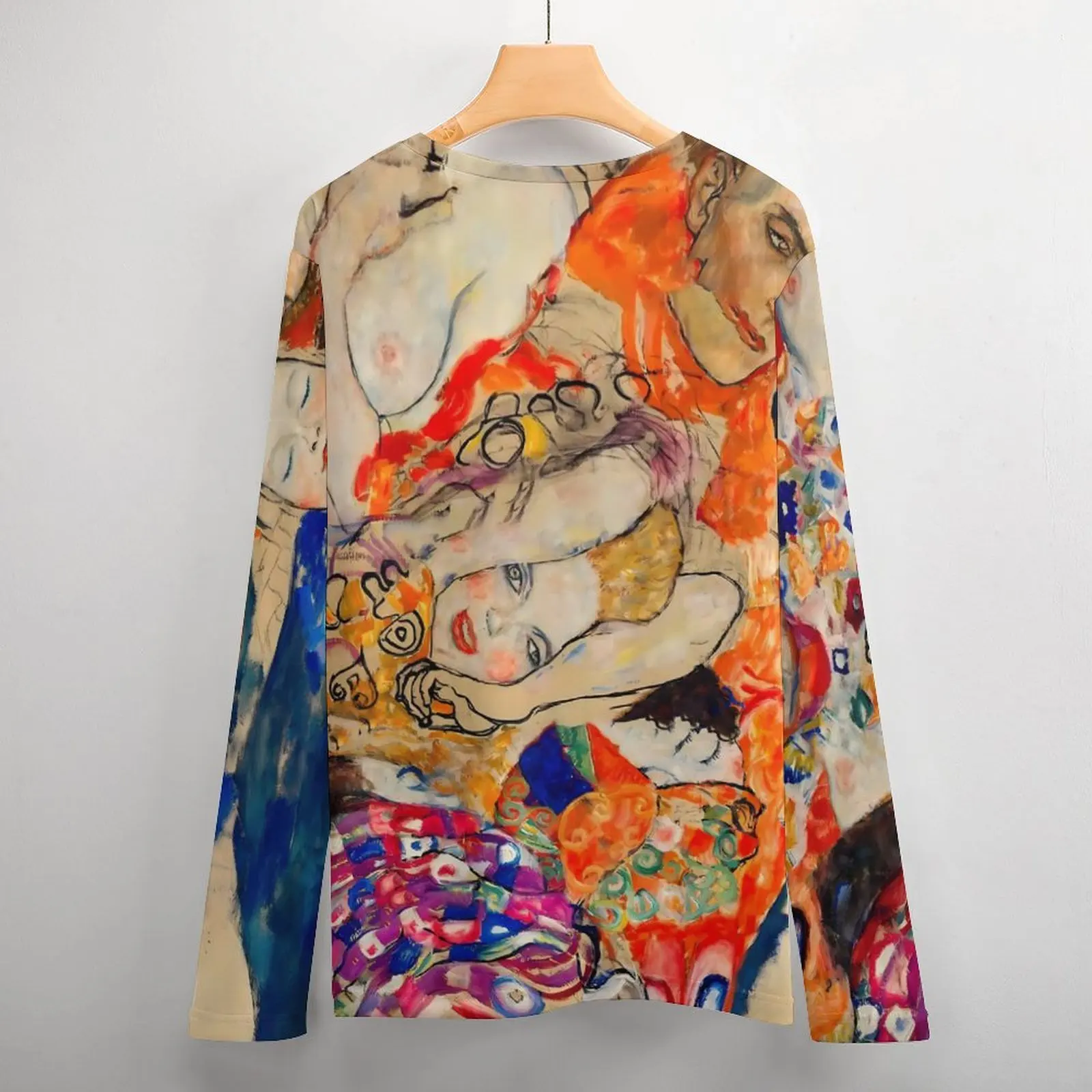 Gustav Klimt Art T-Shirt The Bride Hip Hop T Shirts With Pocket Long Sleeve Graphic Tops Autumn Essential Oversized Clothing
