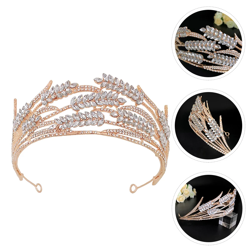 

Baroque Crown Headbands Pearls Wedding Headband Rhinestones Gold Leaf Headband Zinc Alloy Crystal Pageant Banquet