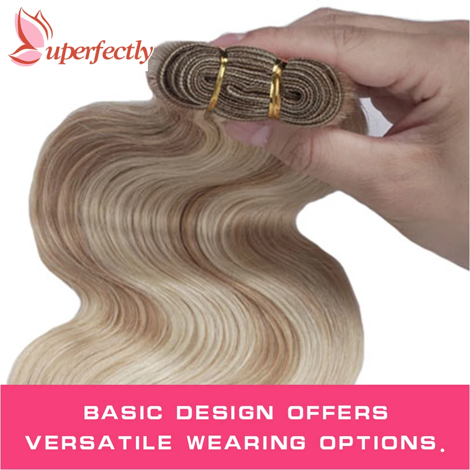 Remy Human Hair Weft Bundles Highlight Blonde Sew In Body Wave Skin Double для салона наращивания волос 12-26 дюймов