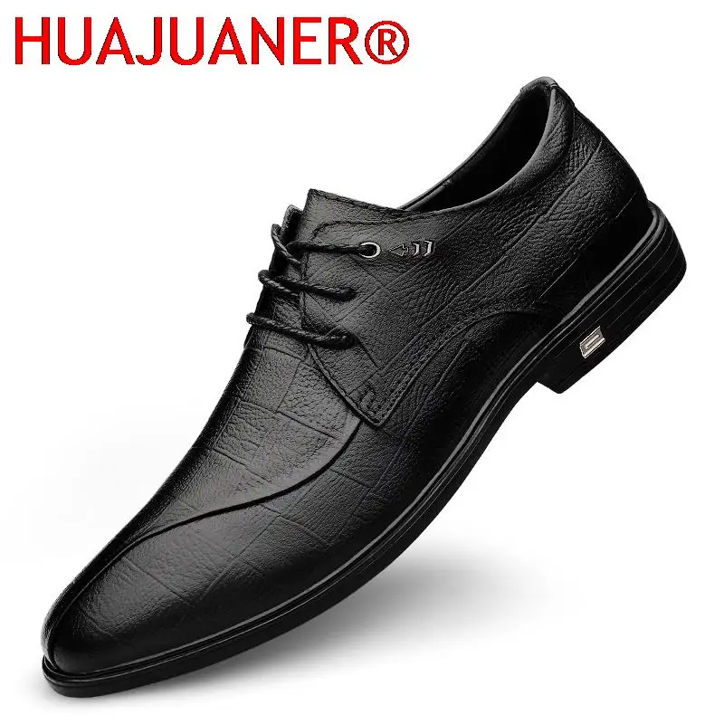 

Male Casual Shoes High Quality Soft Genuine Leather Men Dress Oxford Shoes Men Flats Luxury Business Footwear Black Size 36-46