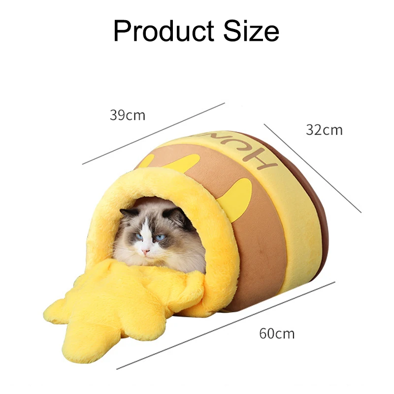 cat bed house pet accessories four seasons plush mat cats cushion basket honey jar shape pets product for small cat dog rabbit free global shipping