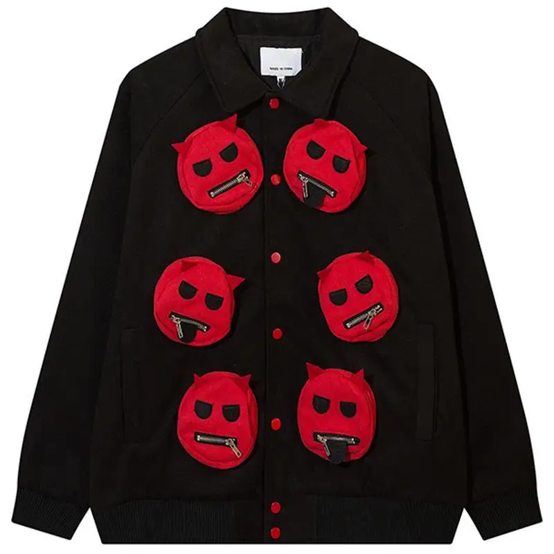 Женская куртка с множеством карманов Готическая уличная в стиле хип-хоп принтом