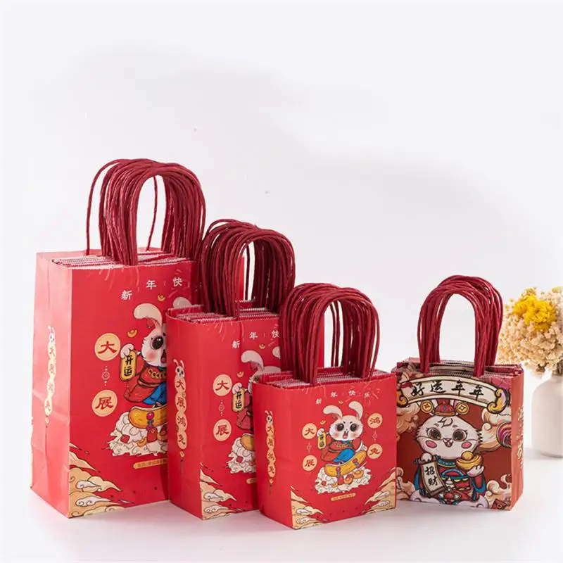 

2023 Новогодняя Рождественская сумка с квадратным дном маленькая подарочная упаковка из крафт-бумаги утолщенная Подарочная сумка Китайский ...