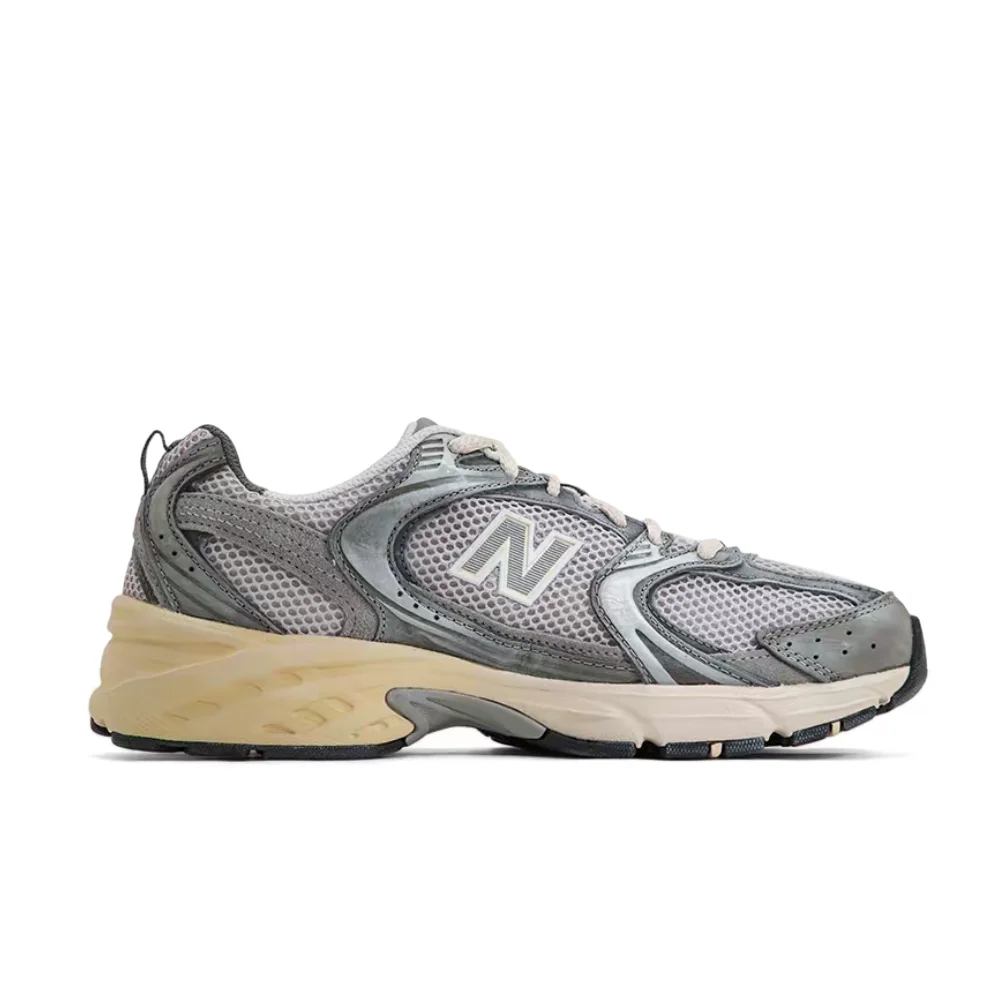 Фото Кроссовки New Balance NB530 American Retro Oxygen унисекс, низкие, серебристо-серые, нескользящие и прочные MR530TG №2