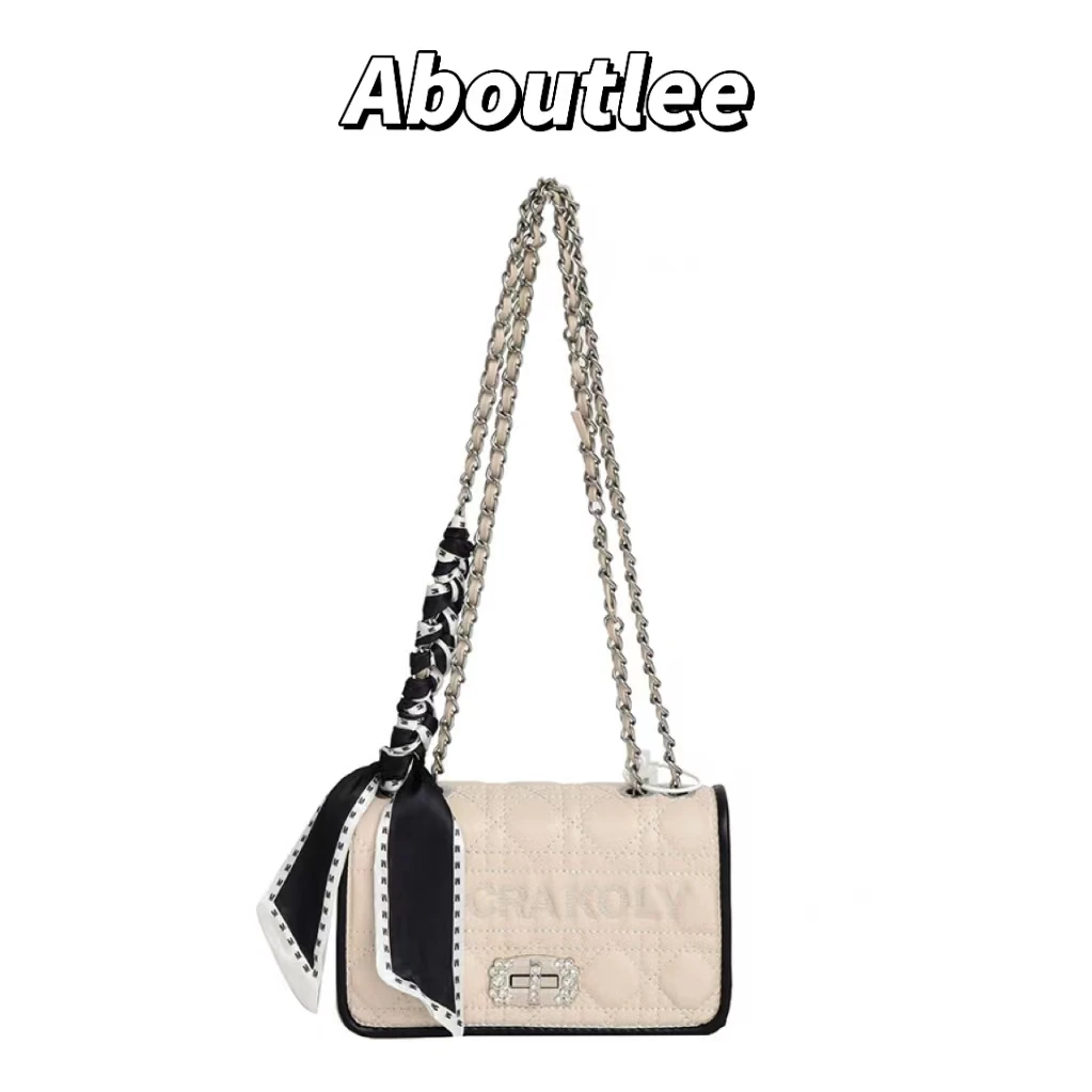 

Aboutlee Fashion Brand Silk Scarf Decorated Handbag High Quality Luxury Designer Lady Shoulder Bag Pu Leather Letter Flap Purse