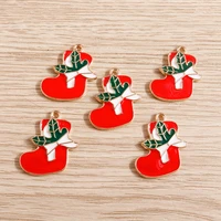 10pcs 2023mm enamel christmas bowknot boots charms for jewelry making drop earring pendants necklaces diy keychain crafts gifts