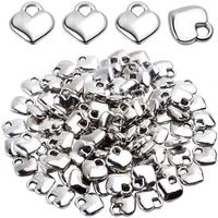 100 pcs polished puff love heart charm mini metal silver color heart pendants drops charms pendant for necklace bracelet earring