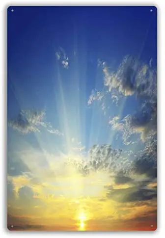 

Personalized Custom Metal Sign Sun Above The Horizon Modern Wall Art Suitable for Living Room,Bedroom,Dining Room 16x12 in