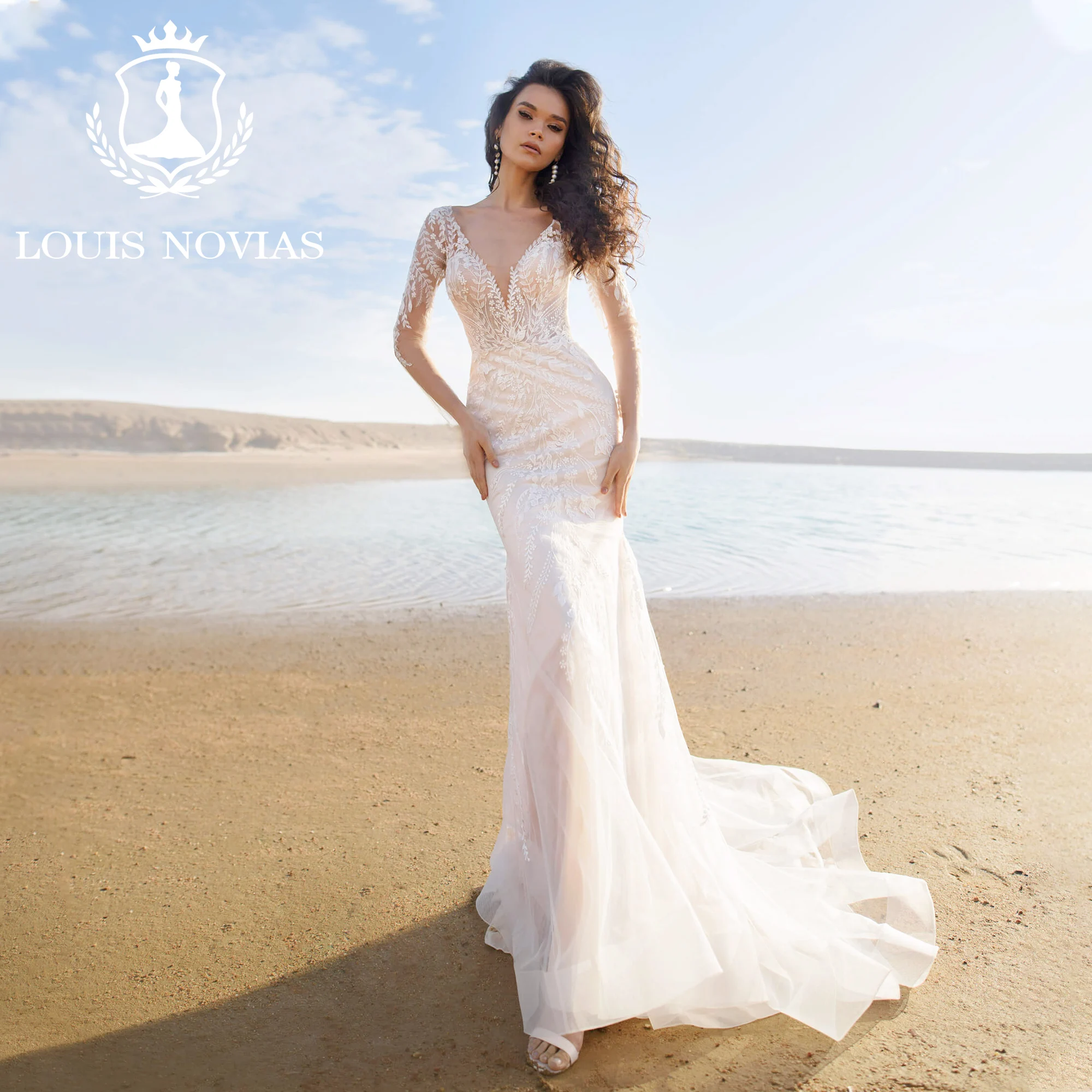 

LOUIS NOVIAS 2 IN 1 Mermaid Wedding Dresses 2023 Mit Cape V-neck Appliques High Quality Graceful Wedding Gown Vestidos De Novia