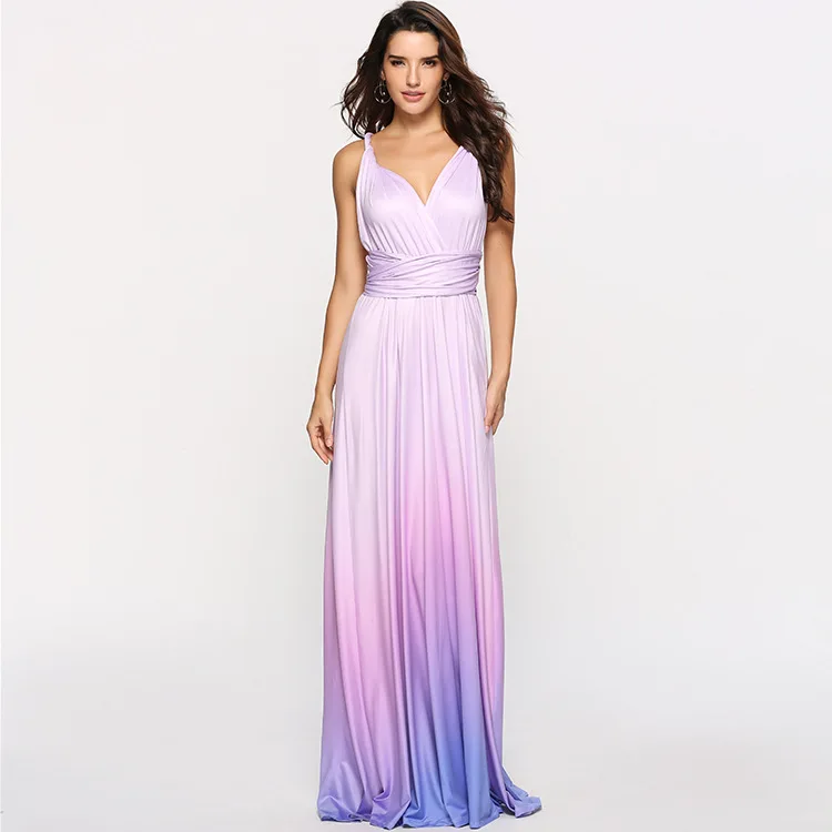 

The New Multi-wear Method Cross Backless Sexy Strappy Gradient Long Skirt Dress
