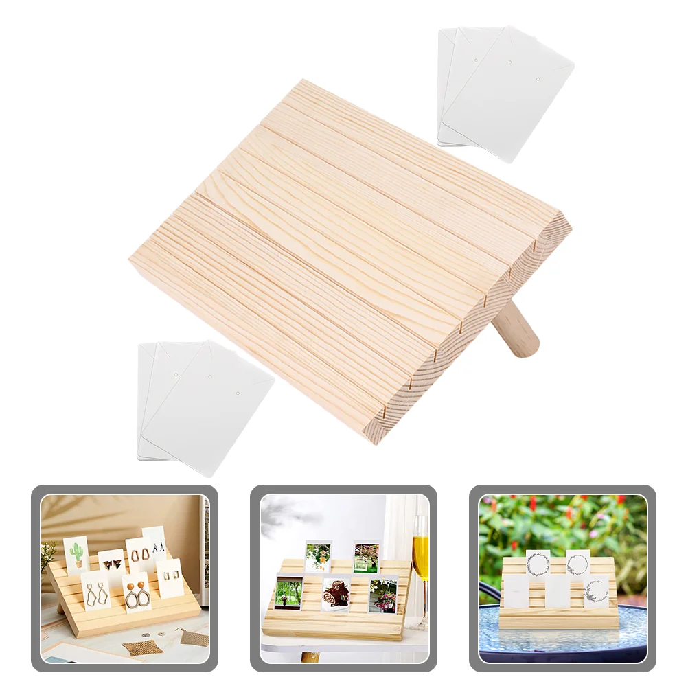 

1 Set Earring Display Stand Wooden Earring Display Rack with Earring Cards