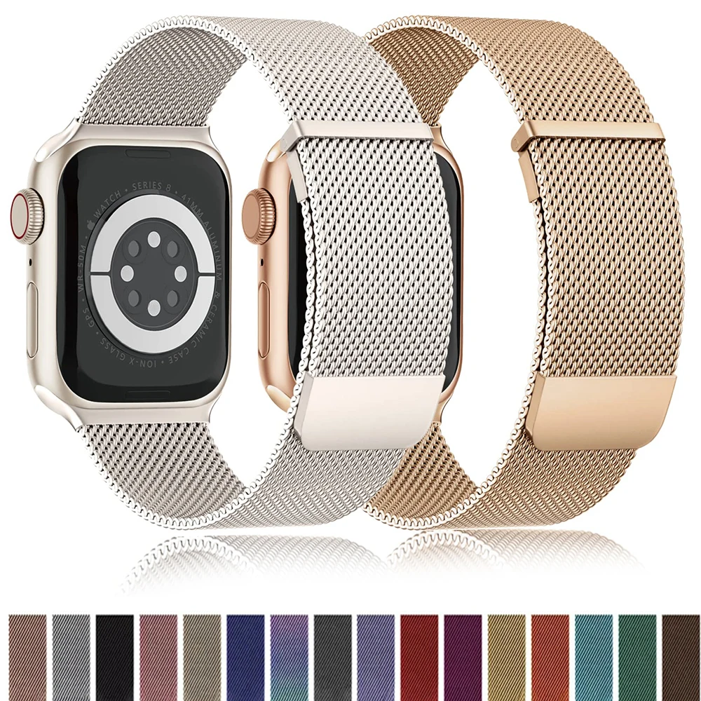 

Ремешок «Миланская петля» для apple watch band 44 мм 45 мм 40 мм 41 мм 38-42 мм, браслет pride iwatch series 9 8 7 6 SE 5 4 3 ultra 2 49 мм