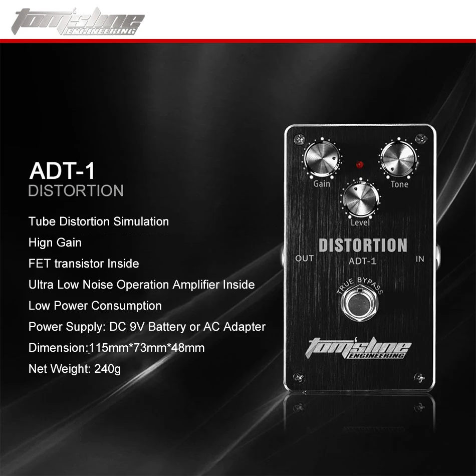 

Aroma ADT-1 Distortion Electric Guitar Effect Pedal with Aluminum Alloy Housing Simulation True Bypass Pedal Guitar Accessories