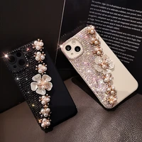 for iphone 11 12 13 phone case luxury womens case with diamonds for iphone 13 12 11 pro max luxury pearl premium sense case