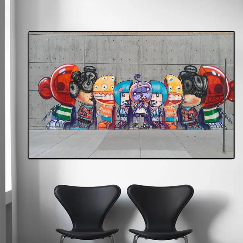

Modern Colorful Street Art Graffiti Canvas Paintings Abstract Cartoon Figure Posters Prints Living Room Home Decor Wall Pictures