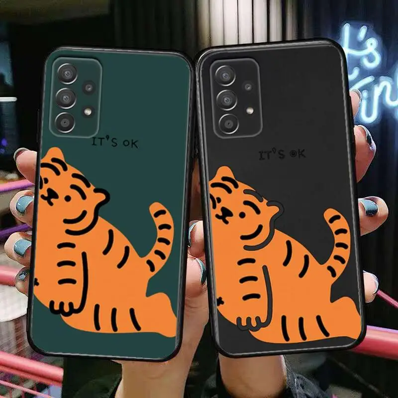 

funny cute tiger Phone Case Hull For Samsung Galaxy A70 A50 A51 A71 A52 A40 A30 A31 A90 A20E 5G a20s Black Shell Art Cell Cove