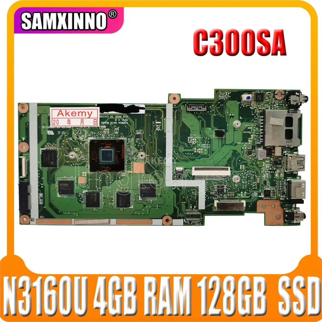 

C300SA For Asus Chromebook C300S C300SA Laotop Mainboard C300SA Motherboard W/ N3160U 4GB RAM 128GB SSD
