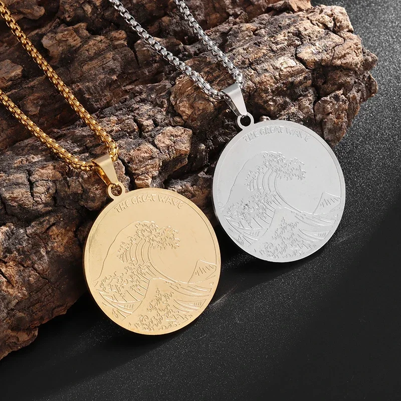 Модное ожерелье Hokkaido с подвеской-монеткой из нержавеющей стали для мужчин и