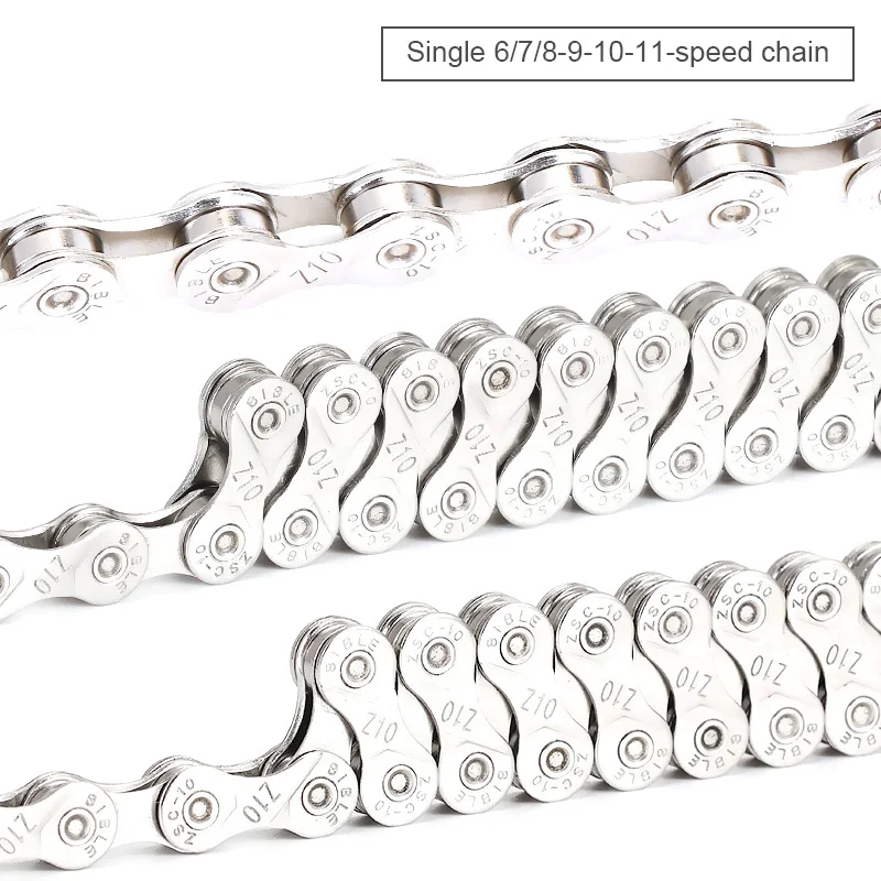 

8 9 10 11 Speed Bicycle Chain Silver Half Hollow Bike Chain Mountain Road Bike Full Hollow Chains Ultralight 116 Links Bike Part