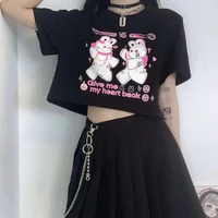 y2k t shirt women 2021 goth rabbit print graphic t shirts summer e girl punk alt clothes aesthetic mingliusili cropped top mujer