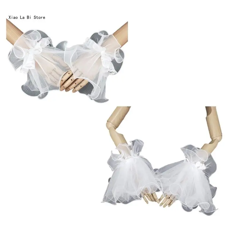 

XXFD Cosplay Maid Elastic Decorative Cuffs Detachable Cuffs with Bowknot for Girls