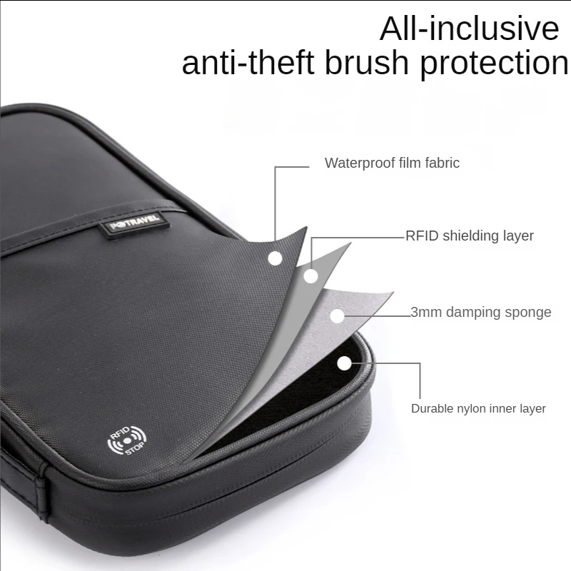 Travel Passport Document Ticket Holder Storage Bag Rfid Wallet Purse Zip Handbag Travel Storage Bag Anti-Theft Bag