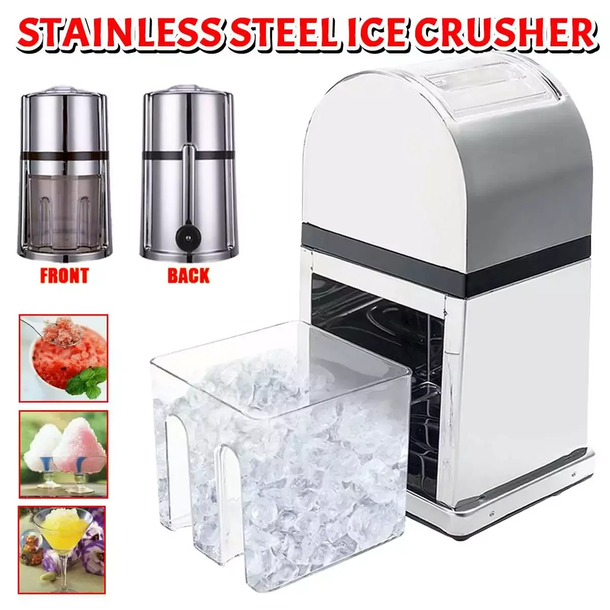 

Portable Manual Ice Crusher Cutter Chopper Grinder Hand Crank Machine Ice Maker Snow Cone Machine Ice Shaver DIY Tool