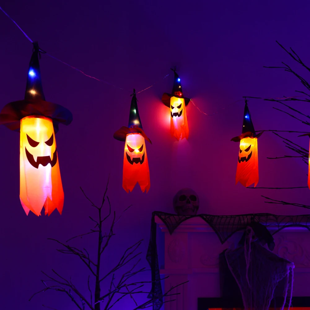 

СВЕТОДИОДНАЯ Гирлянда в виде ведьмы на Хэллоуин с питанием от батарейки и низким энергопотреблением для украшения сада, двора, патио