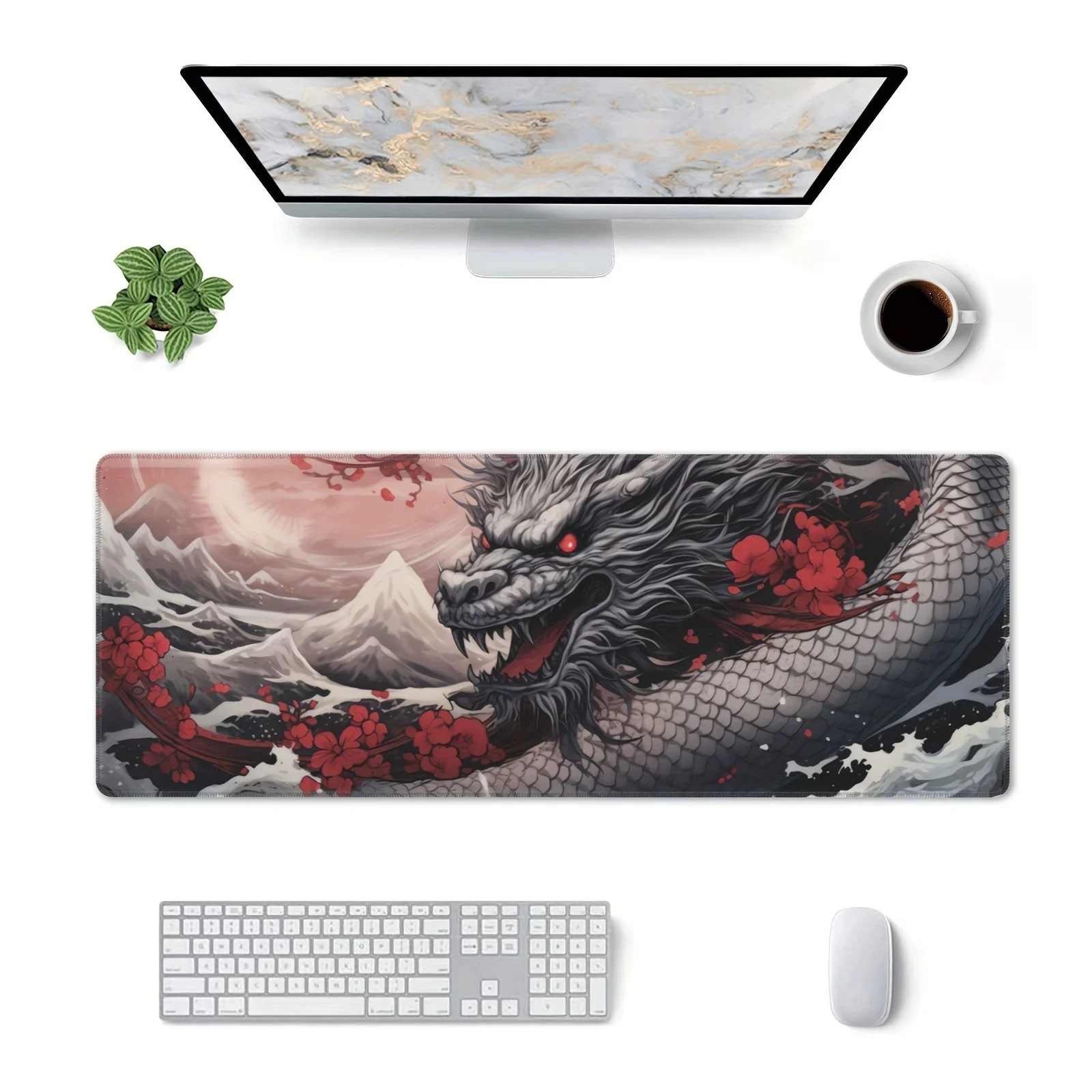 Большой коврик для мыши с китайским драконом моющийся Нескользящий Резиновый