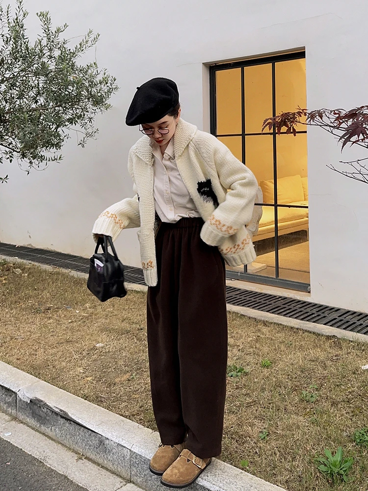 Libelin Sisy зимний свитер с дельфинами жаккардовый имитация вязания вязаная верхняя