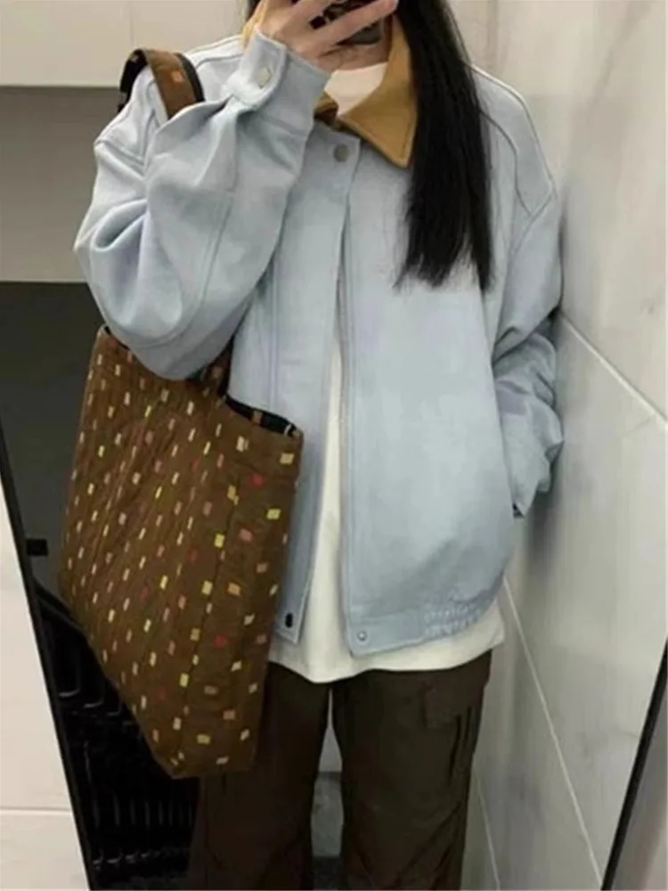 Модный бренд американская уличная замшевая верхняя одежда с лацканами женская