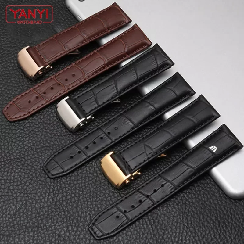 leather watch strap 20mm 22mm for MAURICE LACROIX watchband folding buckle leisure business cow leather bracelet