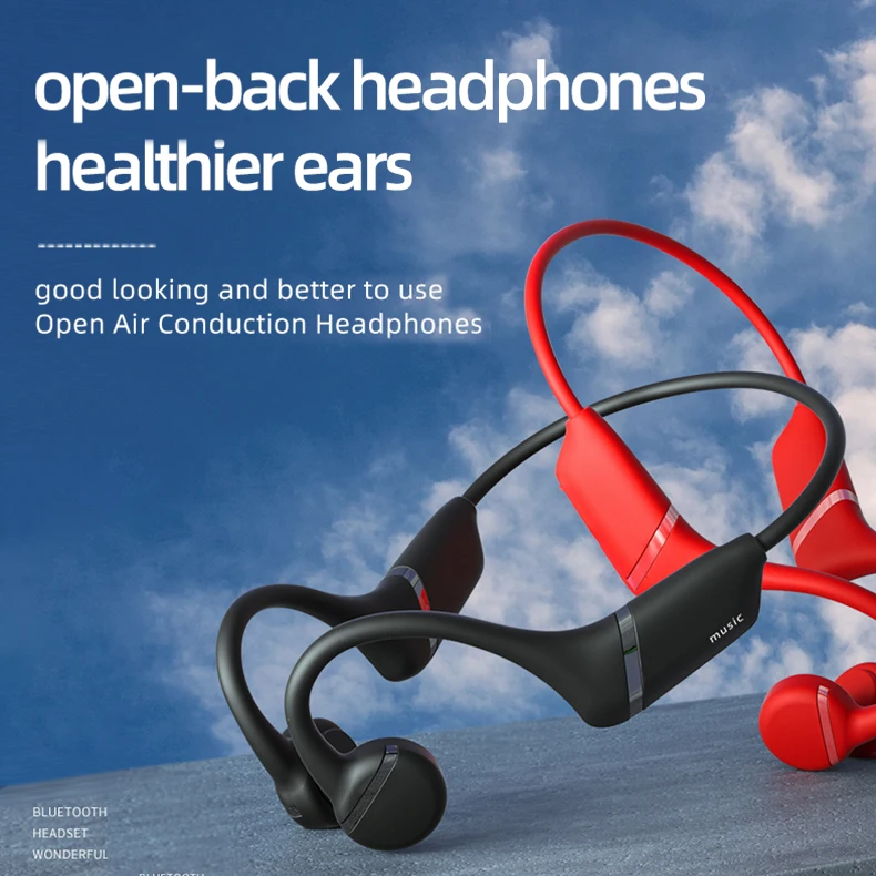 

Спортивная Bluetooth-гарнитура 5,0 Беспроводная проводящая воздух шумоподавление упражнения черная технология для большего здоровья