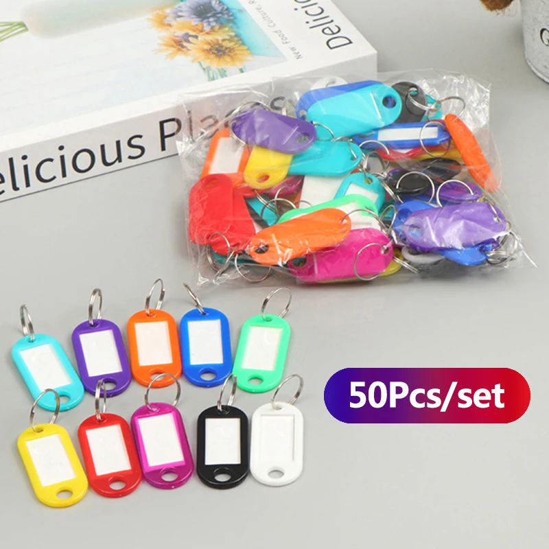 

30/50pcs Colorful Plastic Keychain Key Tags Label Numbered Name Baggage Tag ID Label Name Tags With Split Ring