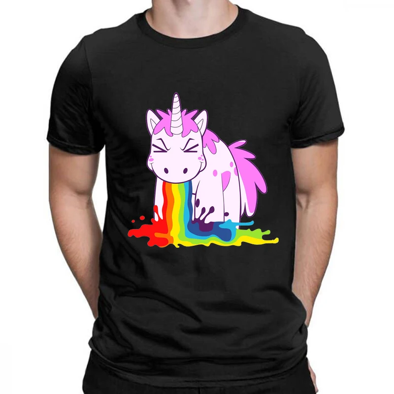 

Unicorn Rainbow T Shirt men Funny Spoof cartoon tshirts for women Black Tops unisex T-shirt Gift tee