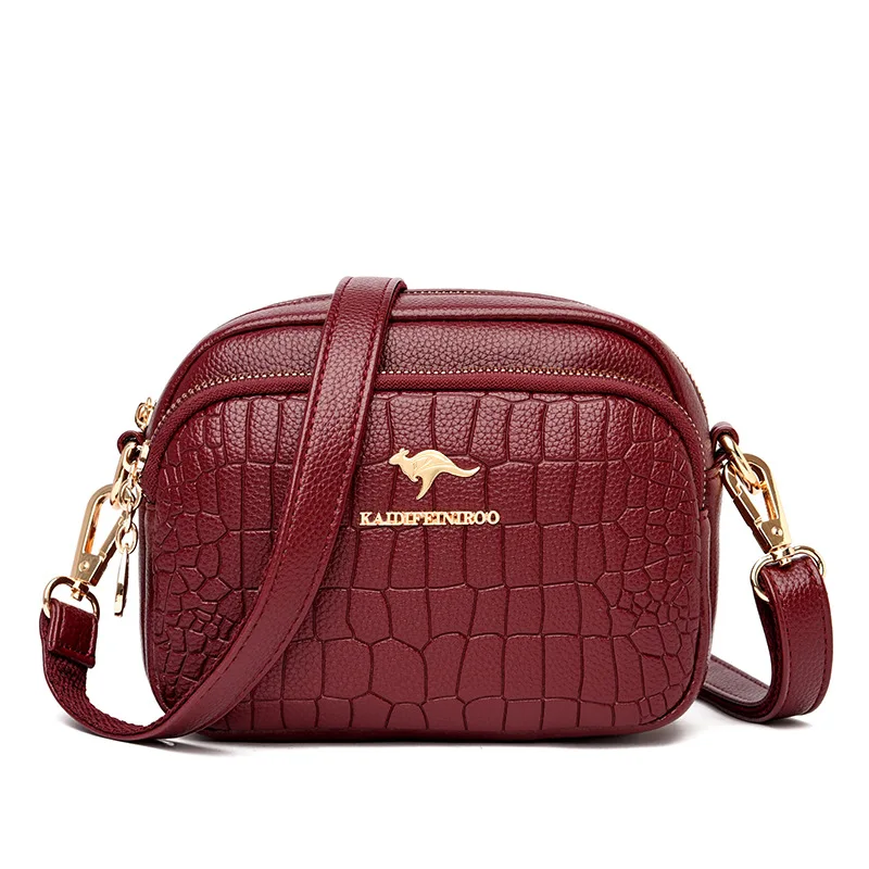 Women's crocodile stitching European and American Oval shoulder bag  Textured hardware Fashion Square crossbody bags for women