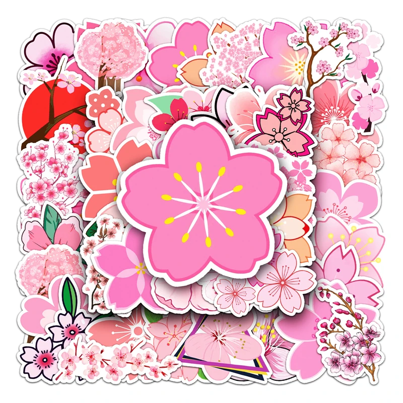 

50pcs Cherry blossom plant Stickers paster Cartoon characters anime movie funny decals scrapbooking diy waterproof decorations