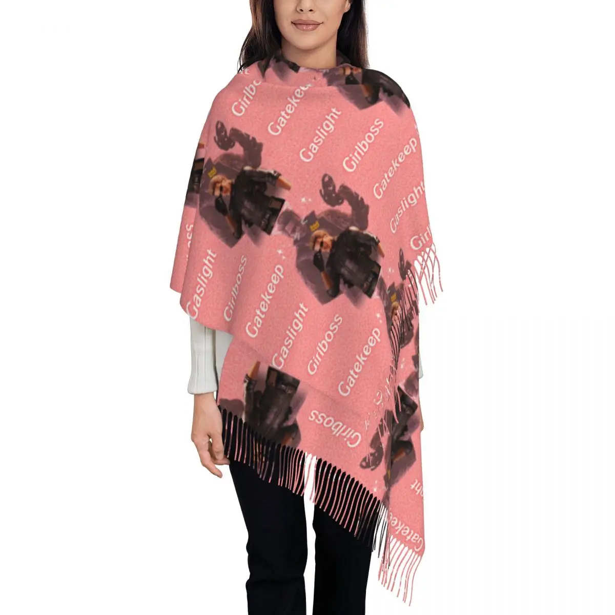 Wesker Gaslight Gatekeep Girlboss Scarf Tassel Scarves for Women Soft Warm Shawls and Wraps Large Fall Winter Shawl Wrap