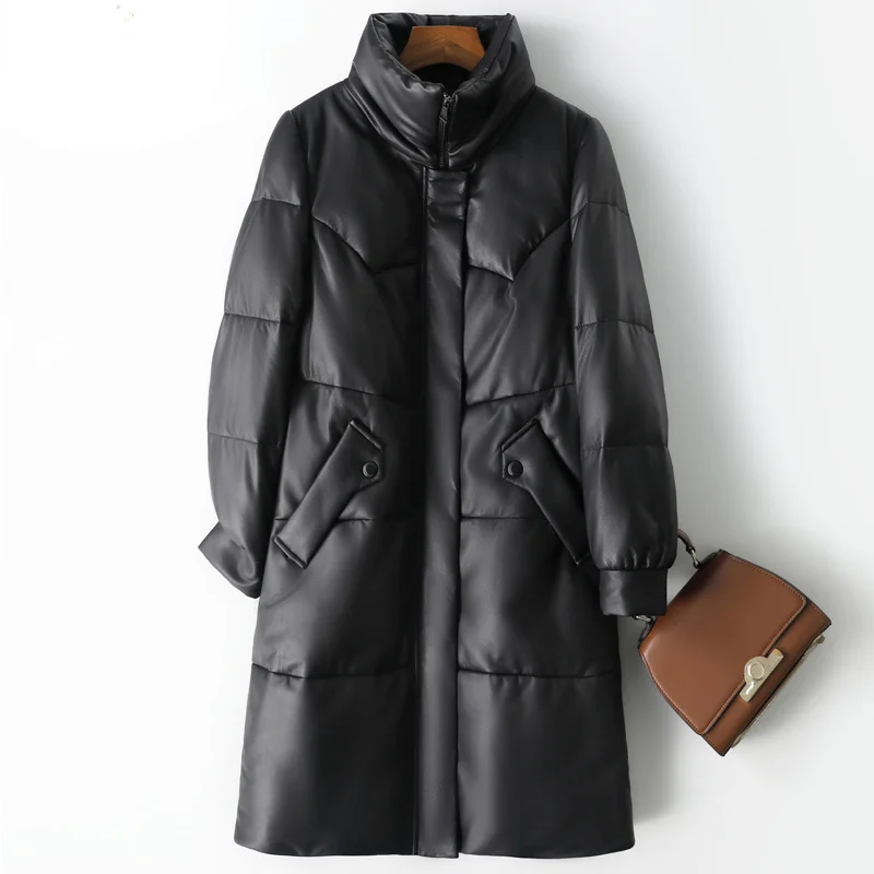 

Женский пуховик из овчины, из натуральной кожи