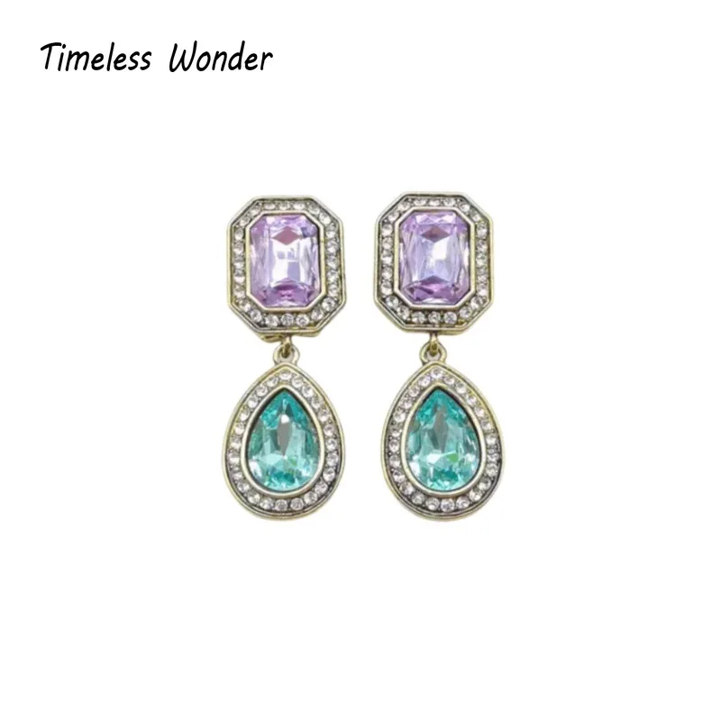 Женские серьги-капельки с кристаллами в стиле ретро