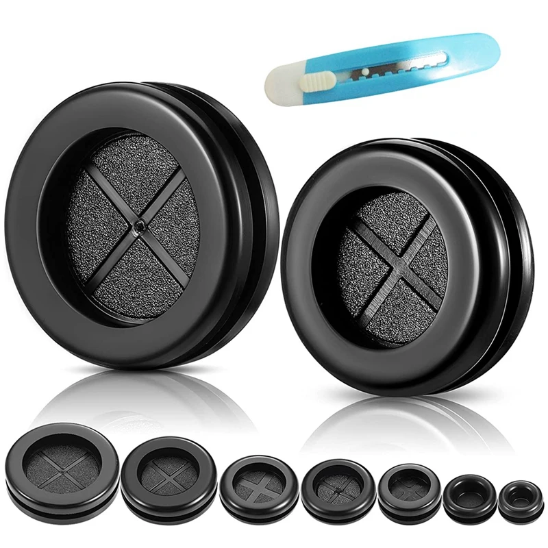 

Round Rubber Plug Hole Grommet Kit,Double Sid Electrical Firewall Gasket Kit with Retractable Knife for Cable Hole Plug