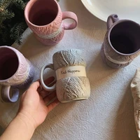 wool ball ceramic mug embossed color glaze latte coffee mug hand made milk cups colorful creative birthday gift breakfast cups