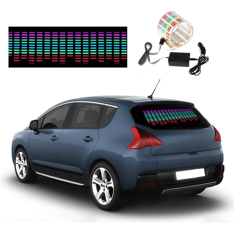 

45X11CM Car Windshield LED Sound Activated Equalizer Car Neon EL Light Music Rhythm Flash Lamp Sticker With Control Box