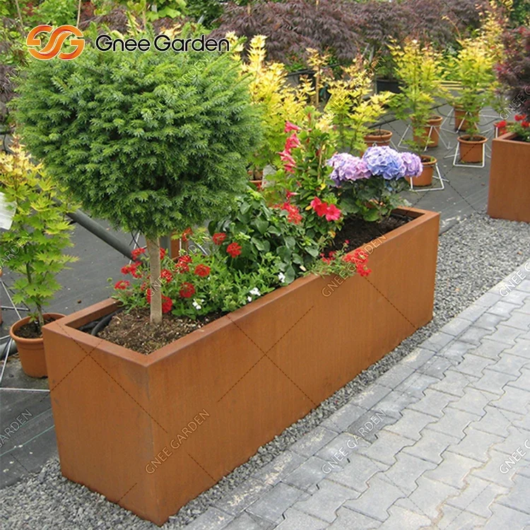 Коробка для уличного горшка Corten Steel Cube