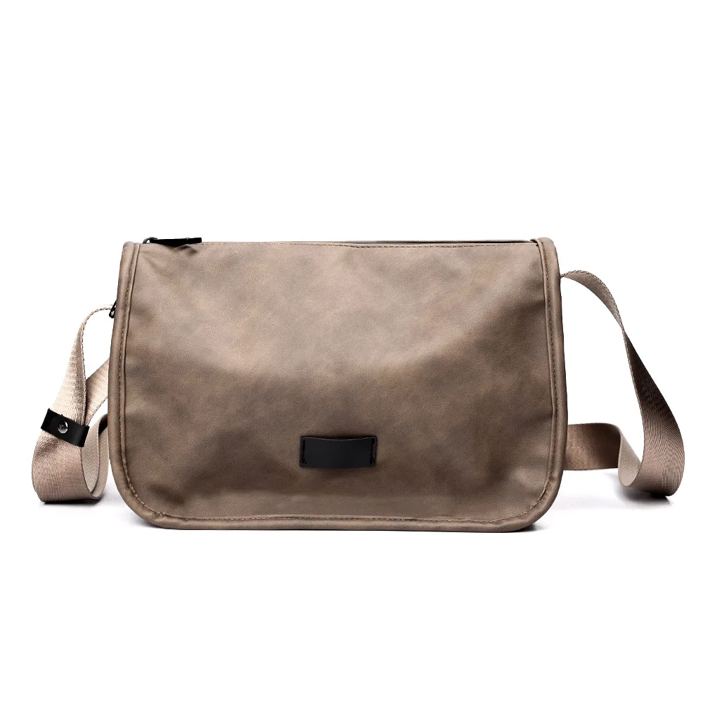 Men's Vintage Matte Leather Shoulder Bag Fashion Crossbody Bags for Summer Commuting Simple Square Chest Bag for Outdoor Cycling
