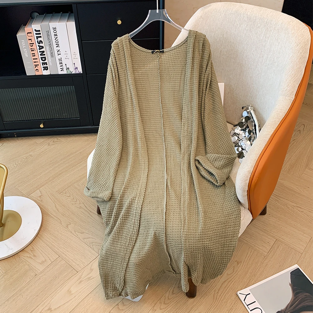 Женский весенне-осенний свободный удобный вязаный кардиган для отдыха большого